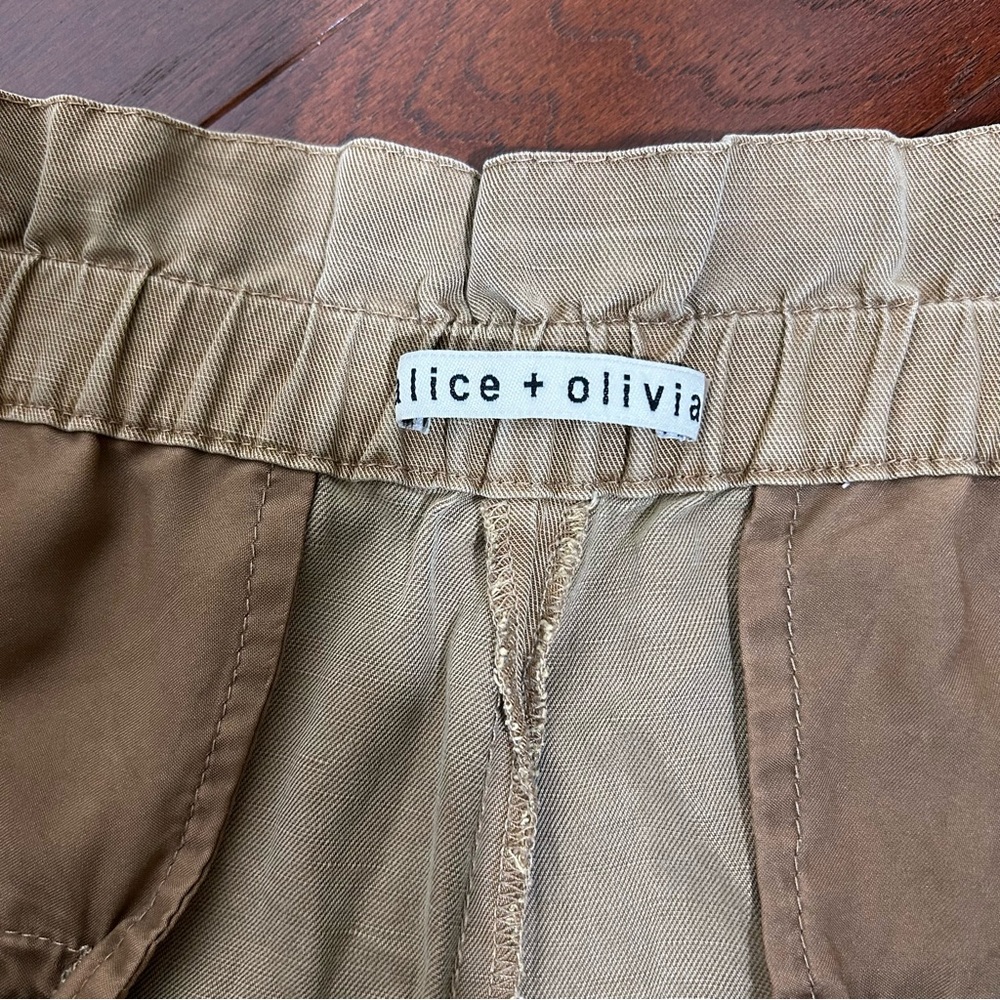 $350 Alice+Olivia Henry Paperbag Pant and Tie brown wide leg high rise size 14: - Picture 12 of 13